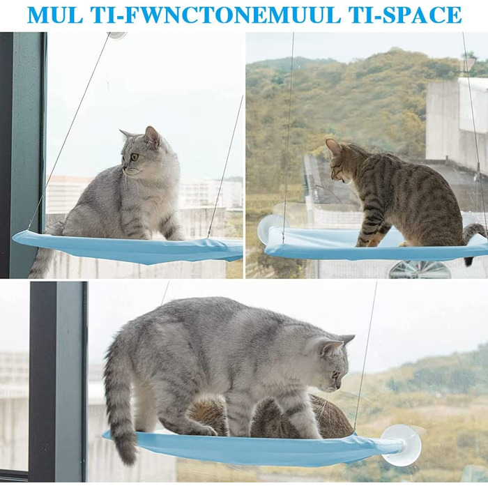 Гамак для кішок ZJRung вікно для кішок до 15 кг шезлонг для кішок з міцною присоскою миється шезлонг для вікна 54 30 см в приміщенні для домашніх тварин, кішок, маленьких собак, кроликів-синій