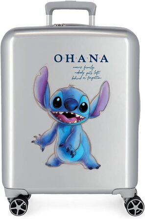 Валіза для ручної поклажі Disney 100 Stitch Grey, 40 x 55 x 20 см, жорстка ABS, інтегрований замок TSA, 38,4 л, 2 кг, 4 подвійних колеса