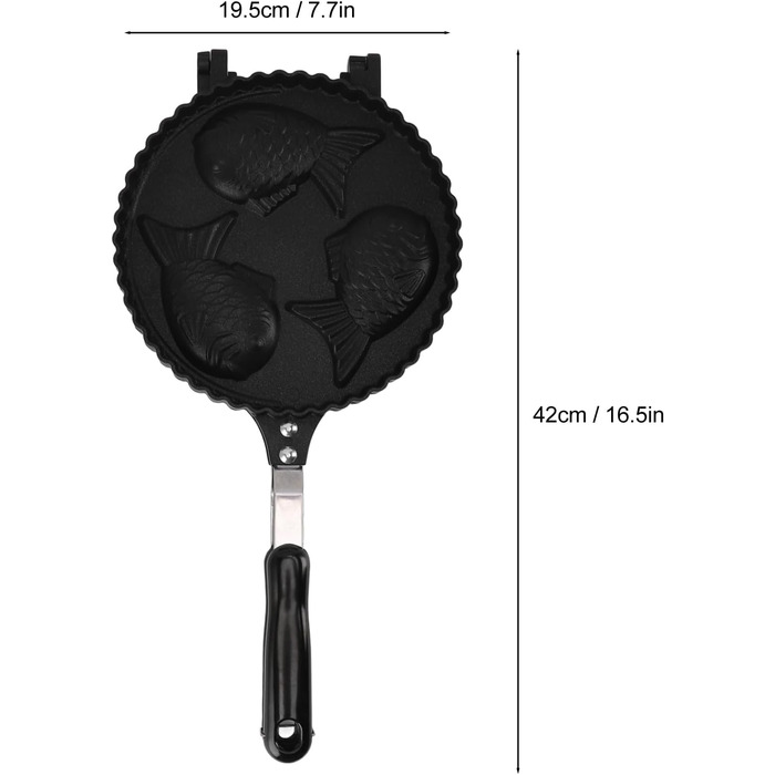 Вафельниця для випікання у формі риби, антипригарне покриття, алюміній, 42x19.5x14 см