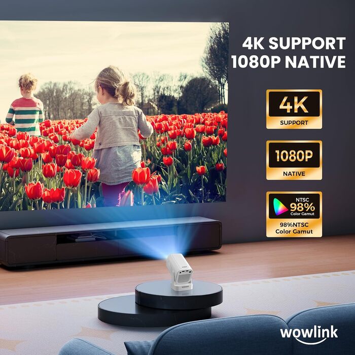 Портативний проєктор Beamer 4K з підтримкою WiFi 6, Bluetooth 5.4 та автофокусом (2025 модель)