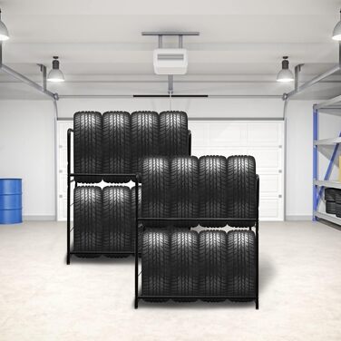 Стелаж для шин на 8 шин, сталевий, 2-х рівневий, 107x46x117 см, порошкове покриття | Гаражний, майстерневий, складський стелаж з захистом шин