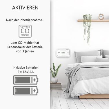 Датчик монооксиду вуглецю ELRO FC5003 (2 шт.) з 10-річним сенсором | LCD дисплей та 3 роки батареї | Надійний захист та CO-аварійний сигнал | Відповідає стандарту EN50291