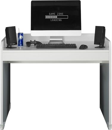 Ігровий стіл Комп'ютерний стіл Rollable, Письмовий стіл для молодіжної кімнати204 x 84,5 x72 см (Білий, ШxВxГ 104x83x72 см)