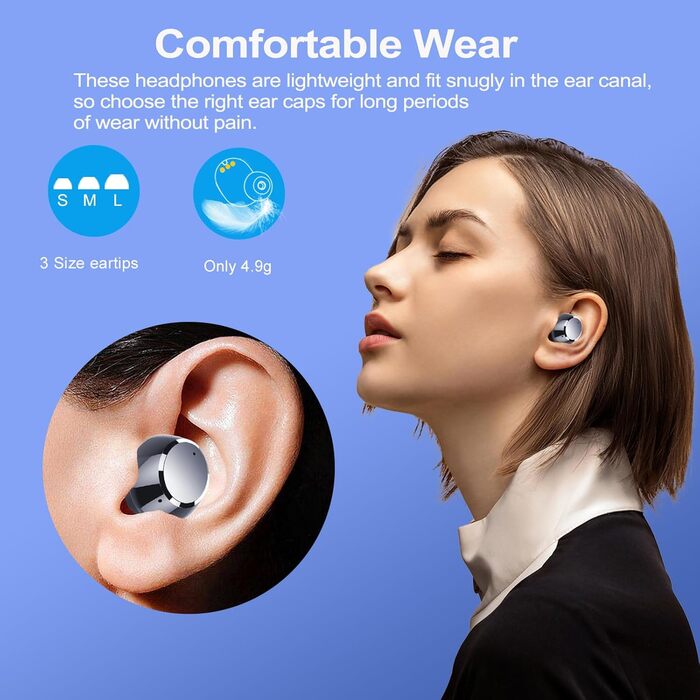 Навушники Lekaby In Ear Bluetooth 5.3, 128H HiFi, 4 мікрофони ENC, IP7, LED-дисплей, USB-C, сенсорний, чорний