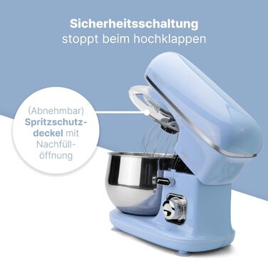 Кухонна машина Clatronic KM 3711 (Блакитна) 1100 Вт, 5л, з гаками для тіста та міксером | Кухонний комбайн для тіста та міксера