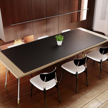 Двосторонній килимок для столу MAIDERN XXL (шкіра та корк), водонепроникний геймерський підкладник під мишу та клавіатуру, 220x100 см, чорний