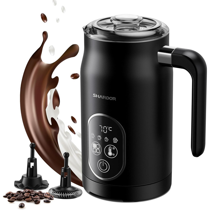Електричний спінювач молока SHARDOR 5-в-1 з регулюванням температури для капучіно, лате, макіато та гарячого шоколаду