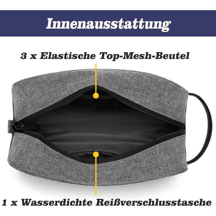 Сумка для туалетного приладдя, сумка для туалетного приладдя, косметичка, сумочка для прання, зберігання посуду та косметики для жінок та чоловіків (Gray-s)