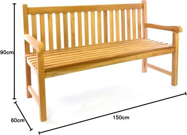 Садова лавка Divero Abruzzo 3-місна з тикового дерева, коричнева (оброблена)