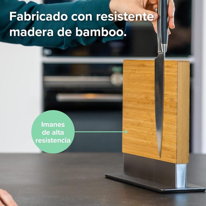 Магнітний тримач для ножів Coninx | Двостороння підставка для ножів з дерева волоського горіха | Кухонні ножі | Тримач без ножів