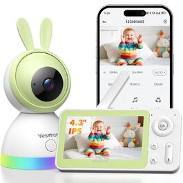 Відеоняня з камерою 1080P HD PTZ 360° та Wi-Fi: монітор для немовлят з додатком, нічним баченням, 4x Zoom, детекцією руху/звуку, двостороннім аудіо, автотрекінгом та сповіщеннями | 8SM