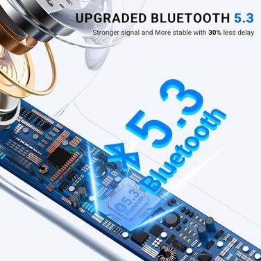 Навушники-вкладиші Bluetooth 5.3, шумозаглушення ENC, 42 години, світлодіод, стерео HiFi, водонепроникність IP7, 2024 рік