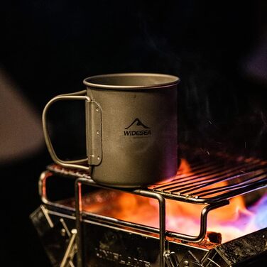 Титанова кружка Widesea 600 мл з foldable ручкою для кемпінгу та пікніків на природі