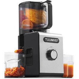 TUUMIIST Шнековий соковитискач XXL, 150 мм, 3 л, для сім'ї, 99% вижимка, BPA-free, REV Anti-Blockier System, чорний
