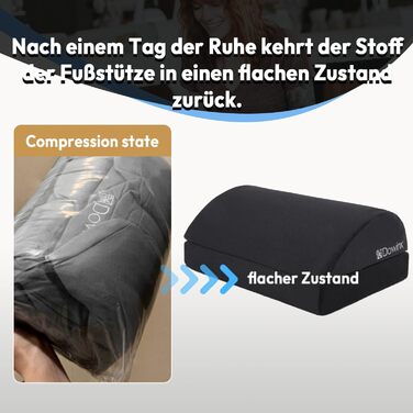 Підставка для ніг під стіл Dowinx, регульована по висоті, знімний чохол, зручна підставка для офісу, авто, дому (2 рівня, тверда, чорна)