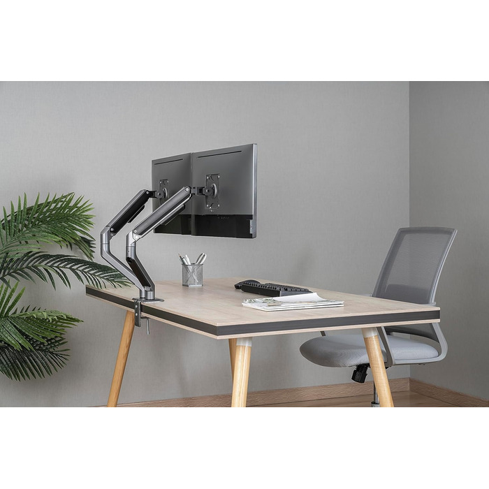 Кріплення для монітора 3IDEE Flexi-Lite: 2 монітори, 17-32 дюйми, до 9кг, VESA 75x75/100x100, регульована висота, сірий колір