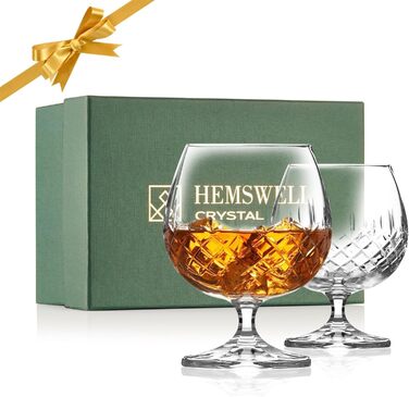 Набір келихів для коньяку Hemswell Kristall Cognacschwenker Set (2 шт) 250 мл – ідеально для коньяку та бренді, Wicklow Design