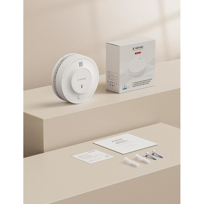 X-Sense Покращений димовий сповіщувач з батареєю на 10 років, фотоелектричний сенсор, сертифікований EN14604, SD2J0AX, набір 10 шт. Білий