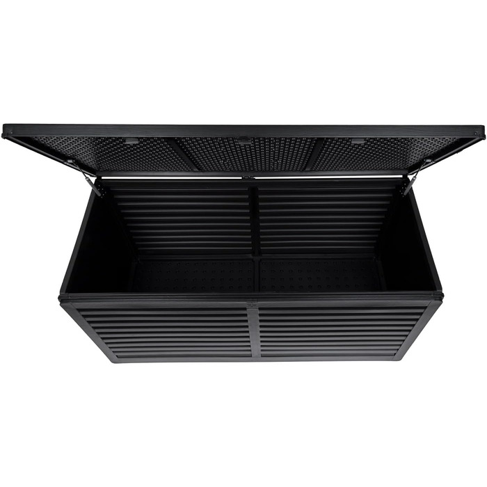 Універсальний садовий ящик-скриня Columba 490 л з кришкою - вуличний шафа, лавка зі зберіганням, контейнер для подушок, садовий будиночок, ящик для інструментів - чорний