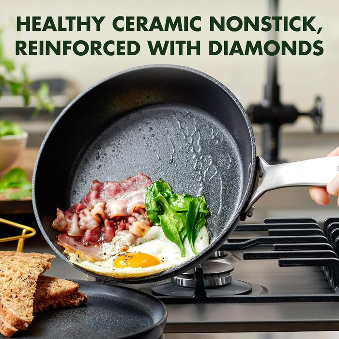 Сковорода GreenPan SearSmart 30,5 см з кришкою, без PFAS, можна мити в посудомийній машині, чорна