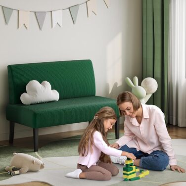 Диван-лавка Yaheetech на 2 місця, зелений, без підлокітників, для вітальні/коридору/офісу