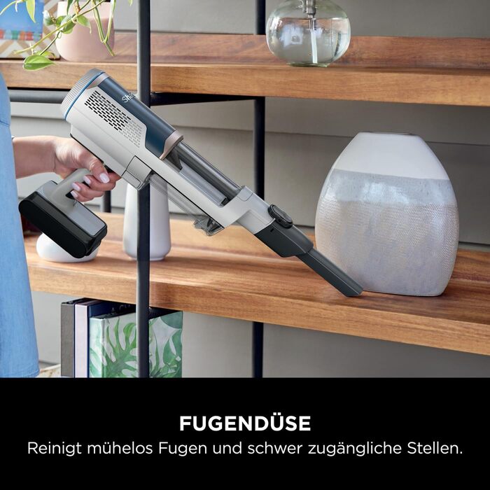 Пылесос Shark Clean & Empty с док-станцией для самоочистки, до 40 мин. работы, беспроводной, для шерсти животных, ковров и твердых полов, с LED-подсветкой, тихий, белый/синий, BU3521EU