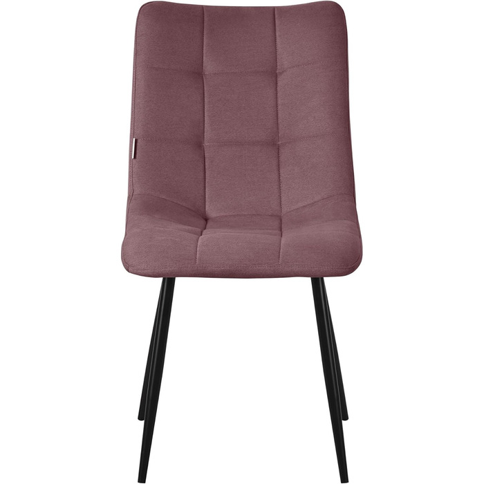 ML-Design Комплект з 2 стільців для їдальні, рожеві, з м'яким сидінням, тканинний, чорні металеві ніжки, для кухні, вітальні, офісу