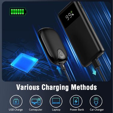 Електричні грілки для рук, набір 2 шт., перезаряджаються, портативні, 3 режими нагріву, ідеальний подарунок для спорту, гольфу, кемпінгу, чорний