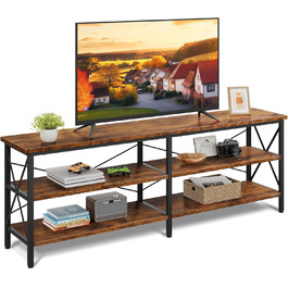 Тумба під телевізор WLIVE TV Schrank - 160 x 36 x 61 см, для телевізорів до 70 дюймів, з відкритими полицями, для вітальні та спальні, в стилі Vintage Braun