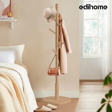 Дерев'яний вішак для одягу Edihome з 8 гачками, 172 x 38 x 38 см, для прихожей, коридору або спальні
