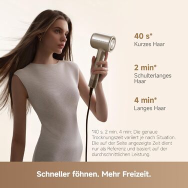 Фен для волосся MOVA Shine 20 з дифузором, високошвидкісним двигуном та плазмовим доглядом, NTC-контролем температури, Gold