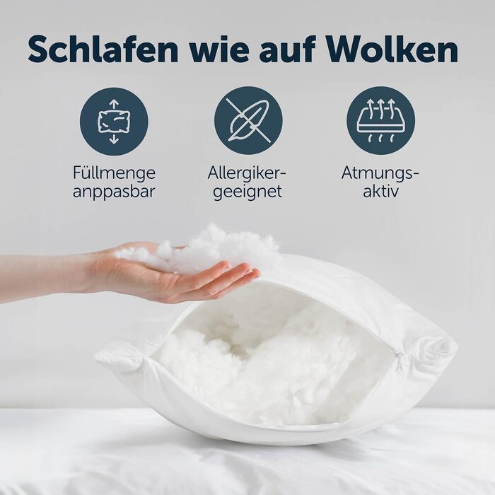 Подушка для сну на боці Blumtal з чохлом 40 x 145 см, сертифікат Oeko-TEX, регульована наповнювачем, ортопедична подушка для дорослих