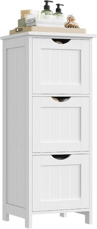 Шафа для ванної кімнати WOLTU, вузька шафа з 3 висувними ящиками, 32 x 30 x 81 см, для ванної, вітальні, спальні, кухні, сучасний дизайн, білий колір, BZS123ws