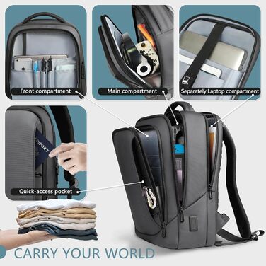 Чоловічий рюкзак для ноутбука Heroic Knight: діловий, з USB-зарядкою, захист від крадіжок, 17,3