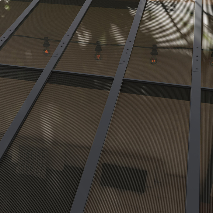 Металева пергола 3x3 м з водонепроникним дахом, вільно стояча, стійка до вітру, захищена від УФ-випромінювання, темно-сірого кольору