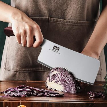 SHAN ZU Profi кухонний ніж 18 см - японський кухонний ніж з високоякісної сталі 10Cr15Mov, 12° заточка, ергономічна ручка Pakkaholz - для м'яса, овочів, риби (ніж для рубання)