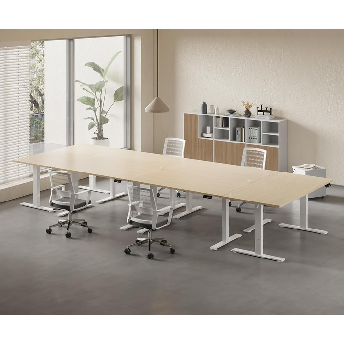 Електричний стіл Homall 120x60 см з регулюванням висоти, з 4-секційною стільницею, пам'яттю, білий + бежевий