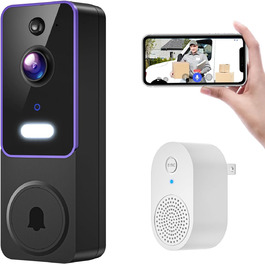 Blazique Smart Video Doorbell - Бездротова відеодзвінок з AI-розпізнаванням, 2.4G Wi-Fi, нічне бачення, двосторонній аудіо, хмарне сховище