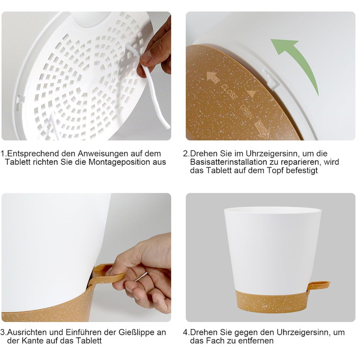 Набір горщиків для квітів 6 шт. з автополивом, чорний (білий+коричневий), 20.3-12.7 см. Ідеально для дому та балкону