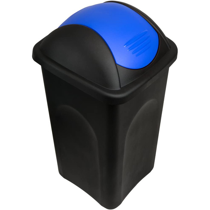 Відро для сміття Stefanplast з відкидною кришкою, 60 літрів чорного / синього кольору