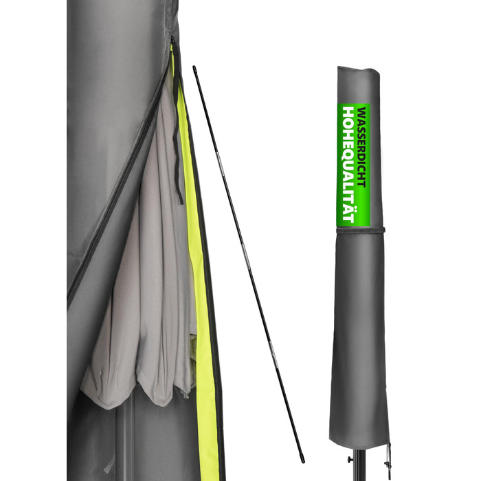 Чохол для парасольки Menz 2-4 м, 420D Oxford, водонепроникний, UV-стійкий, вітростійкий, для саду, антрацит, 225 × 35/50 см