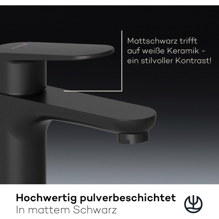 Змішувач для ванної кімнати KLUDI-X1 низького тиску з виливом 95 см, водозберігаючий, з керамічним картриджем, чорний матовий, з 3 штуцерами (для бойлера)