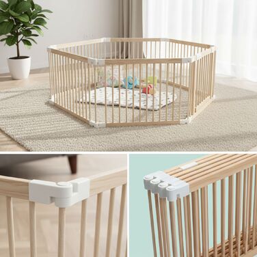 Дитячий манеж Relaxdays з соснового дерева