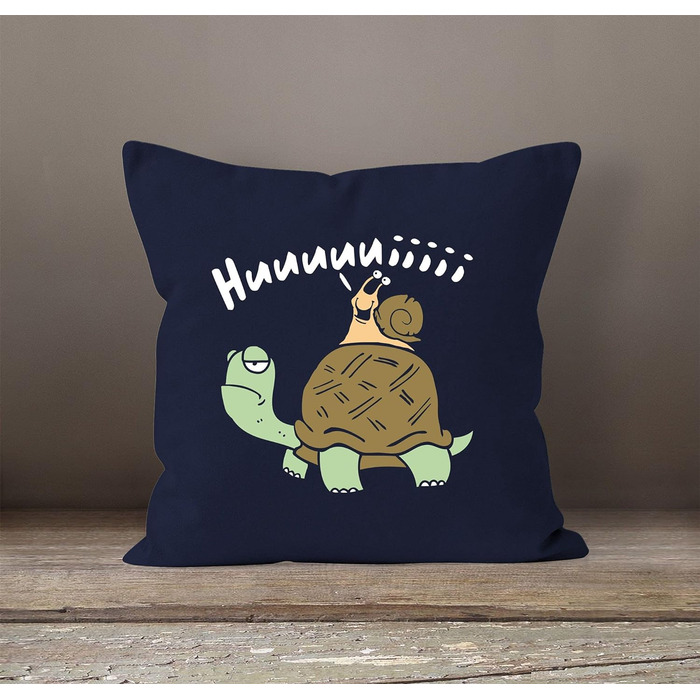 Чохол для подушки Черепаха Равлик Huuuuuiiii Funny Joke Comic Cushion Cover Декоративна подушка Navy 40x40cm