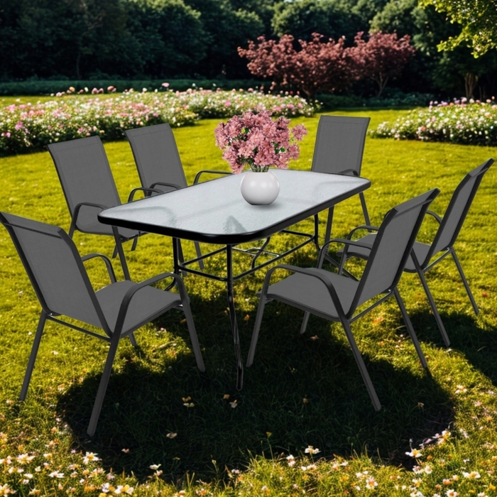 Комплект садових меблів Zolta, метал, сірий, 7 предметів