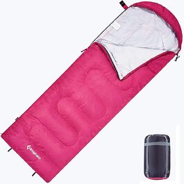 Спальний мішок KingCamp, ковдра, спальні мішки, легкі теплі спальні мішки для дітей і дорослих, для активного відпочинку, для походів, 3-4 сезони, з сумкою для перенесення (рожева Застібка-блискавка)