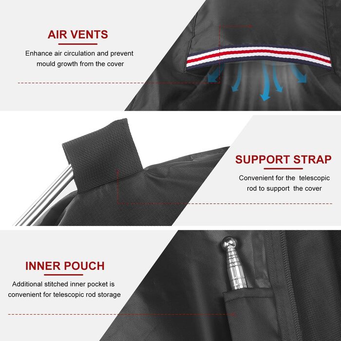 Захисний чохол для парасольки/перголи LAMUNI, водонепроникний, для парасольки/перголи 3-5м, 220x40/70/50 см