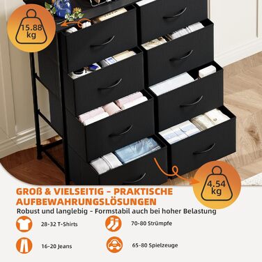 Тканинна комода з шухлядами Somdot - комод для спальні, вітальні, прихожої, 8 шухляд, білий (30T x 80B x 93H см)