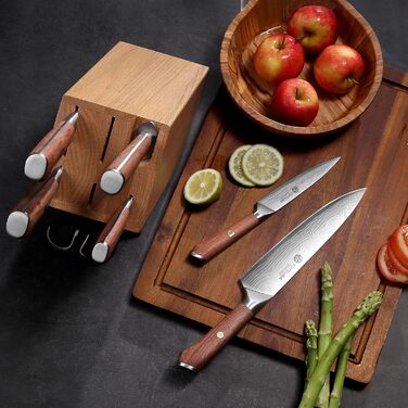 Набір кухонних ножів YOTSUBA 8 предметів з дерев'яним блоком, точилка, ножиці, кухонні ножі з нержавіючої сталі
