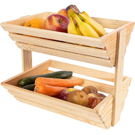 Дерев'яний кошик для фруктів Creative Home 2 яруси Олійне дерево 36x28x30см Кошик для хліба з фруктами Коробка для зберігання фруктів Для овочевих закусок